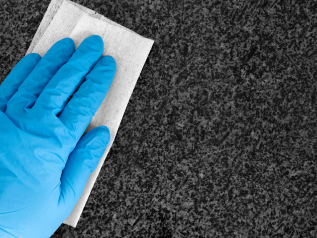 How do you clean a granite kitchen worktop